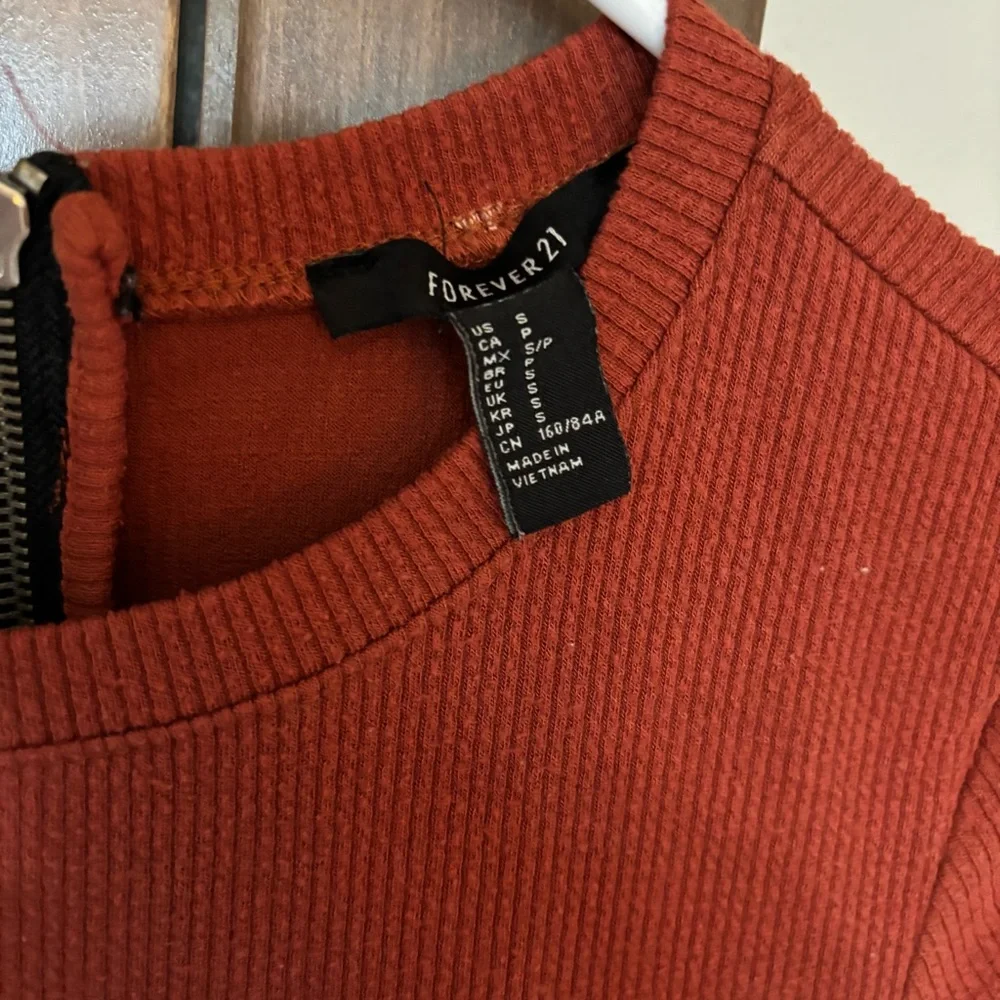 Forever 21 Fitted Ribbed Bodycon Dress Red Orange Size S - Picture 4 of 4